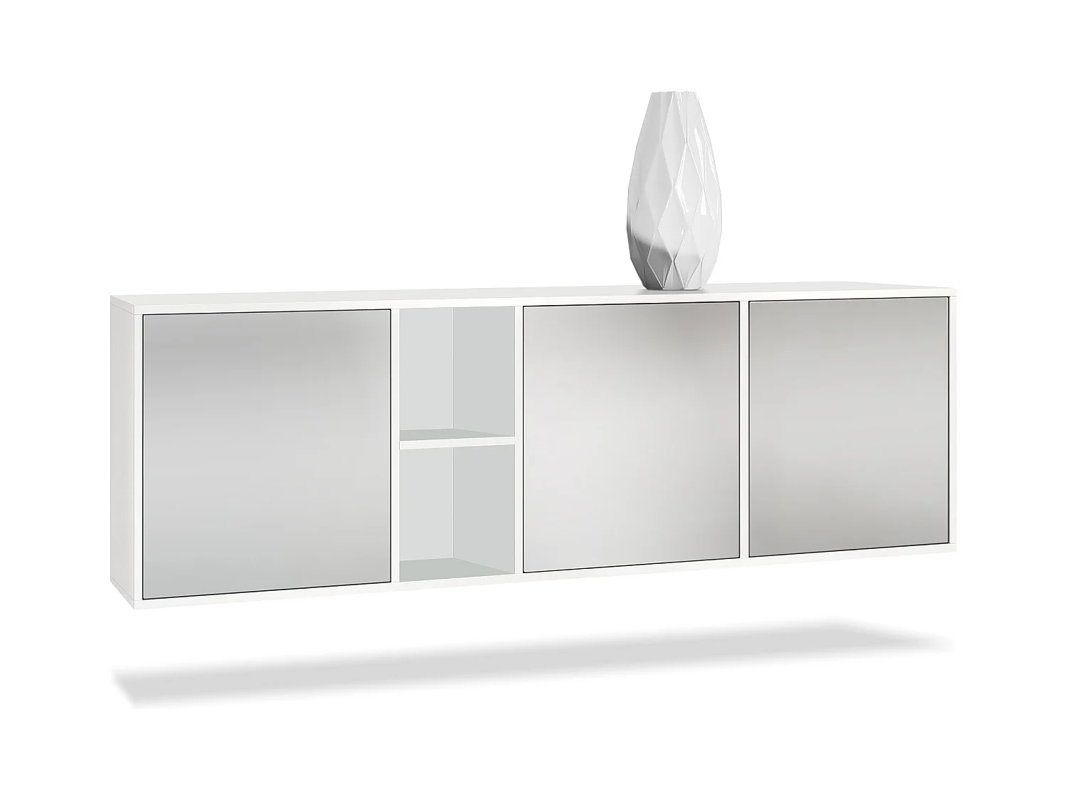 Commode Cuba - blanc mat/gris clair satiné mat - Buffet moderne pour votre salon - (LxHxP) 182x53x35 cm