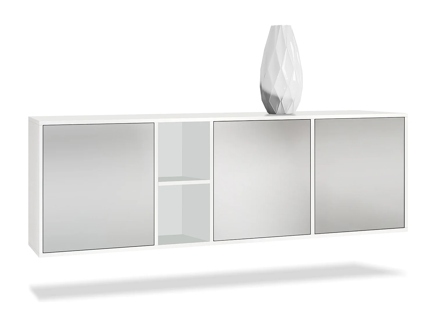 Vladon Cassettiera Cuba - bianco opaco/grigio chiaro semilucido - Credenza moderna per la zona giorno - (LxAxP) 182x53x35 cm