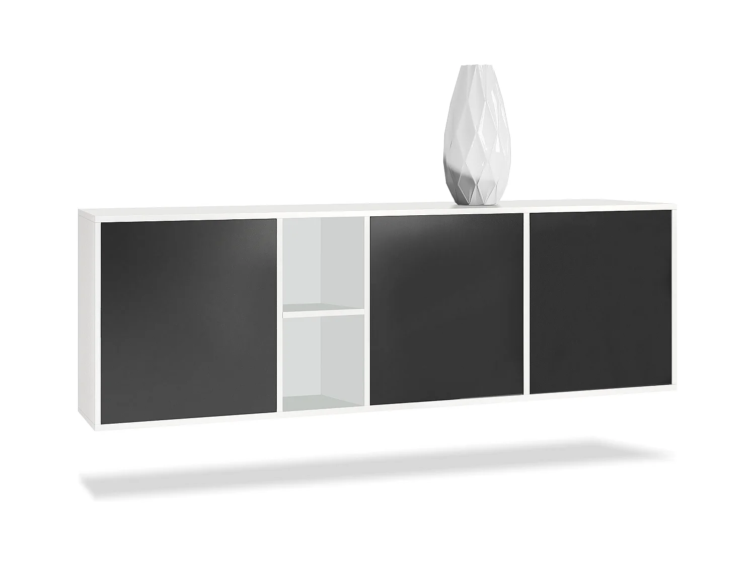 Commode Cuba - blanc mat/noir mat - Buffet moderne pour votre salon - (LxHxP) 182x53x35 cm