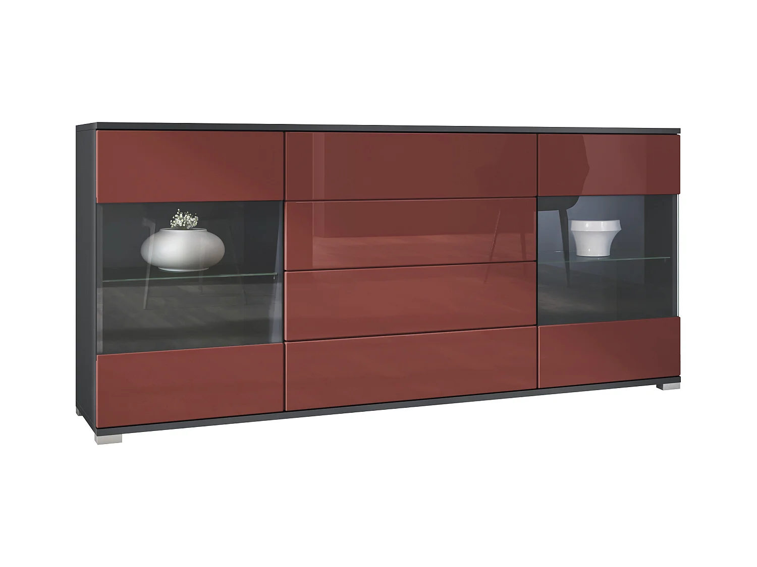 SIDEBOARD Bari Bordeaux Hochglanz