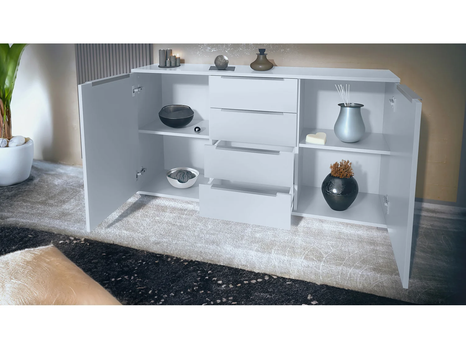 SIDEBOARD Linio Schwarz Hochglanz