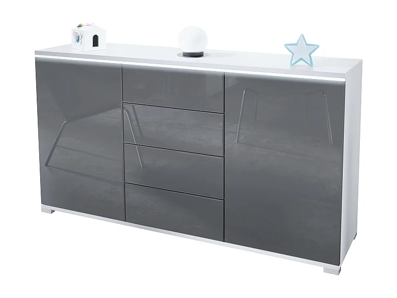 SIDEBOARD Faro Grau Hochglanz