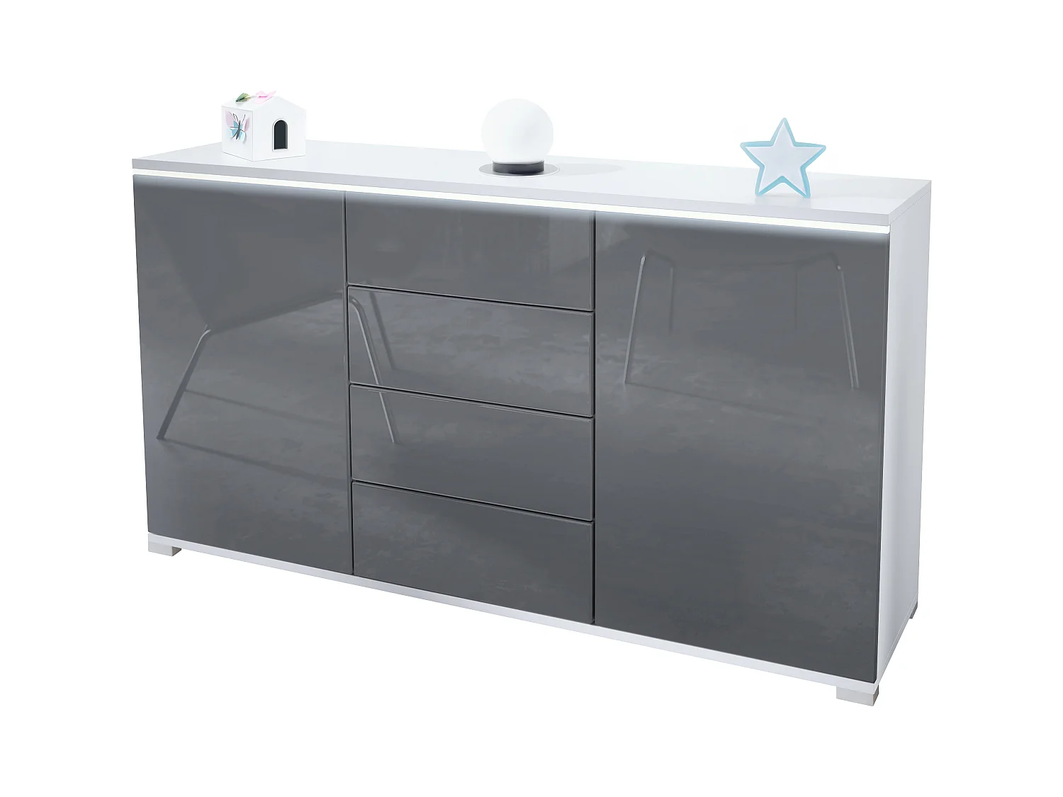 SIDEBOARD Faro Grau Hochglanz