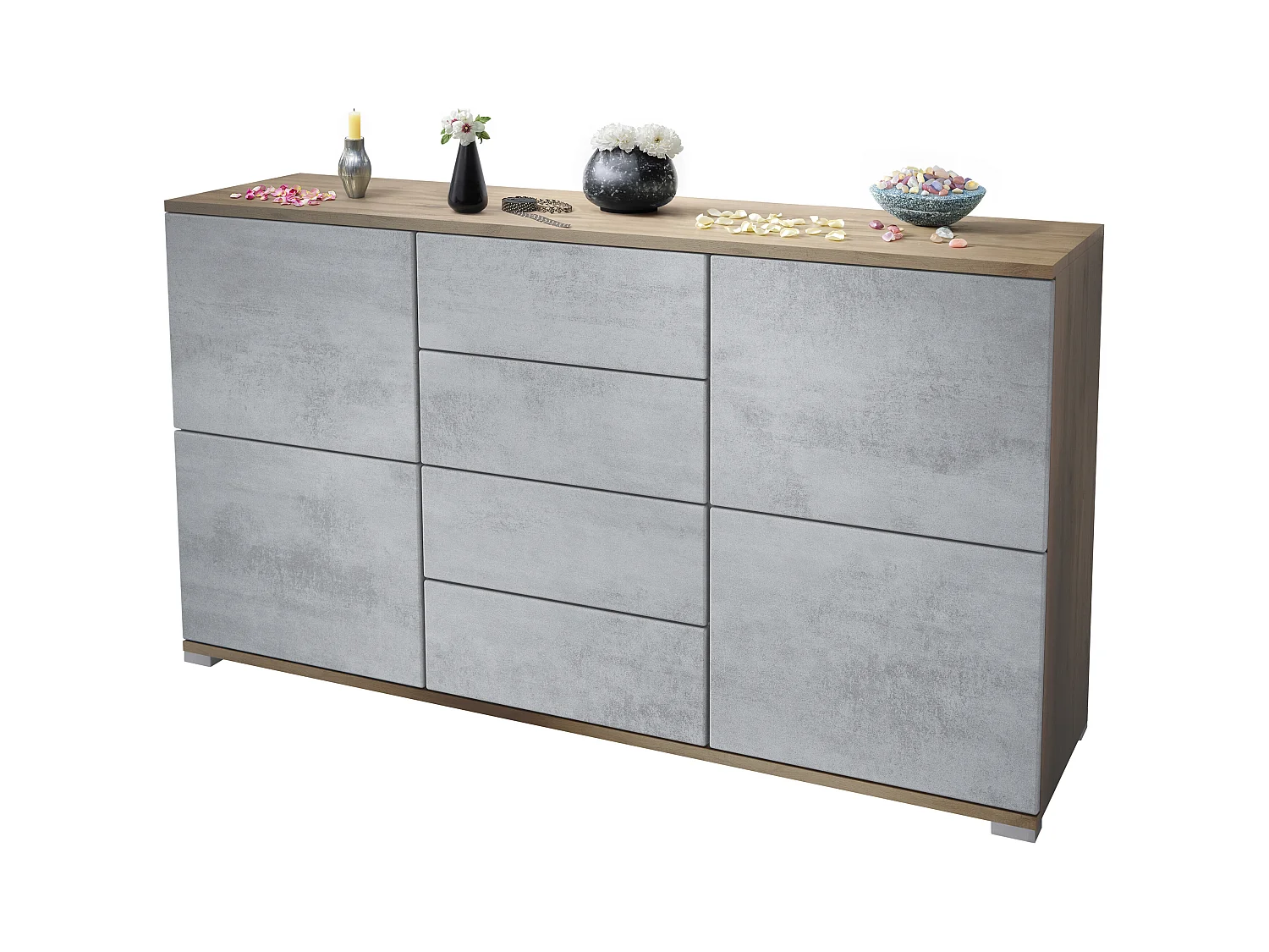SIDEBOARD Rova Beton Oxid Optik
