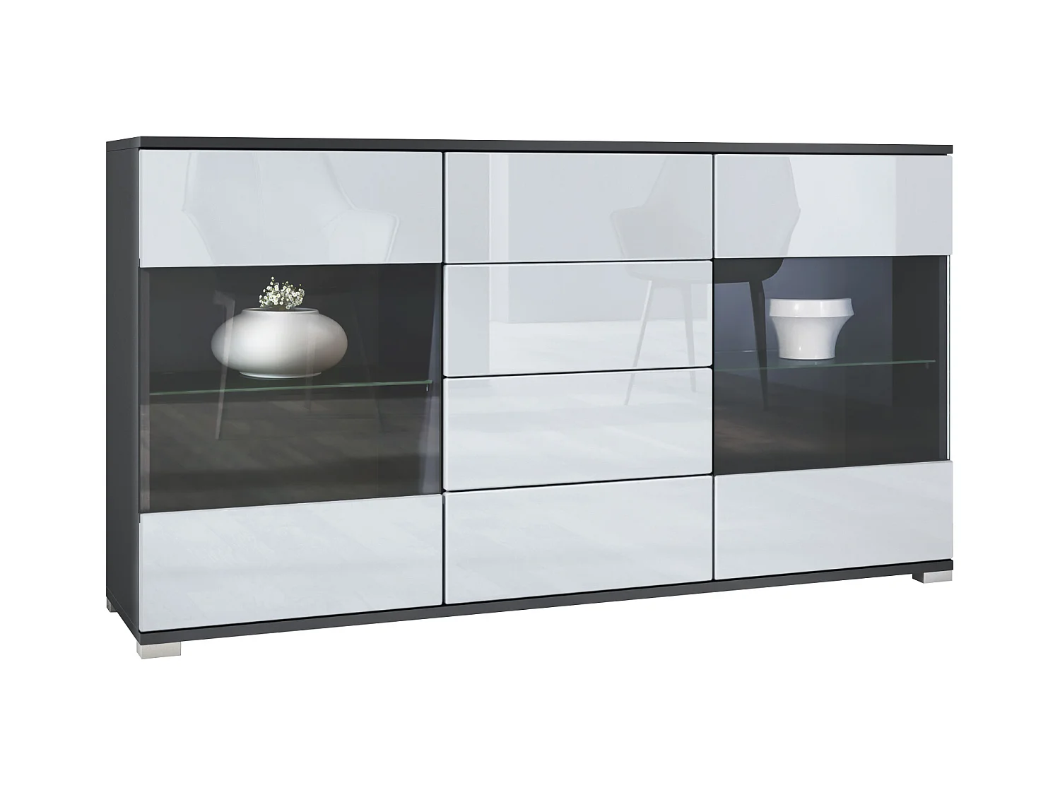 SIDEBOARD Bari Weiß Hochglanz