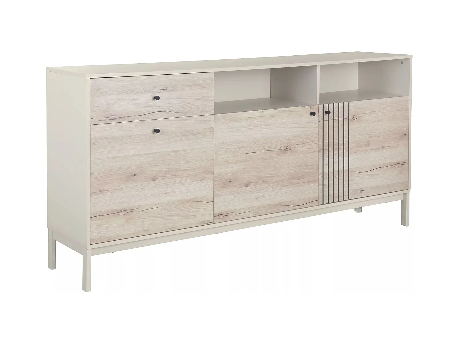 Buffet Frost/Portes battantes et tiroir/Blanc et Sonoma