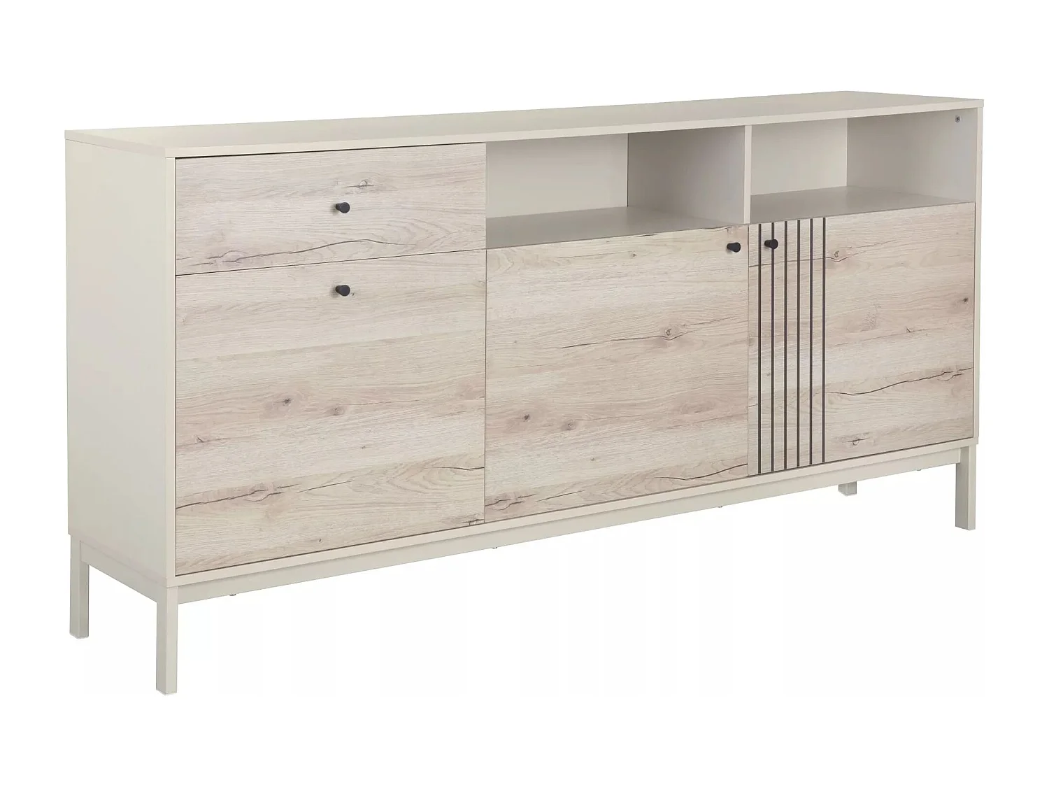 Sideboard Frost/Drehtüren&Schublade/Weiss&Sonoma