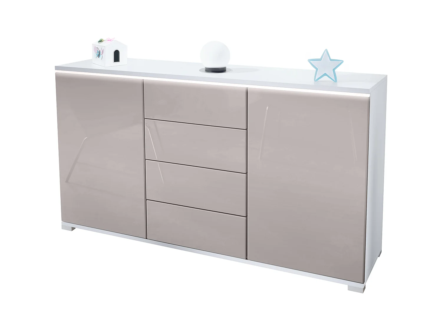 SIDEBOARD Faro Sandgrau Hochglanz