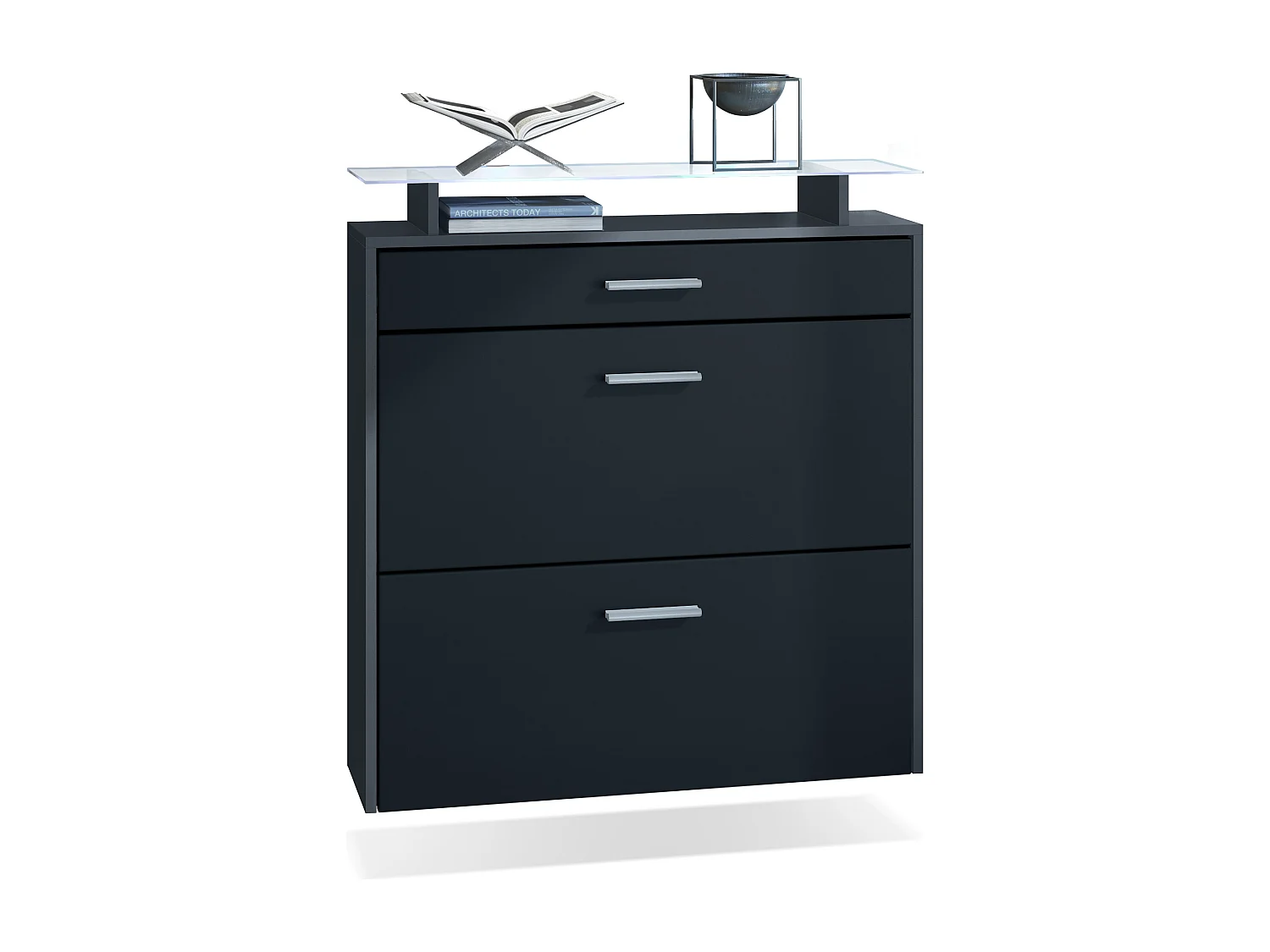 SCHUHSCHRANK Malea Fronten in Schwarz matt