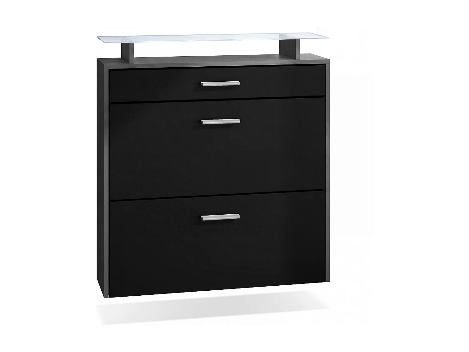 Armoire à chaussures Malea de , anthracite mat/noir mat y compris LED - basculeur à chaussures suspendu pour 16 paires de chaussures (89 x 96 x 23 cm)