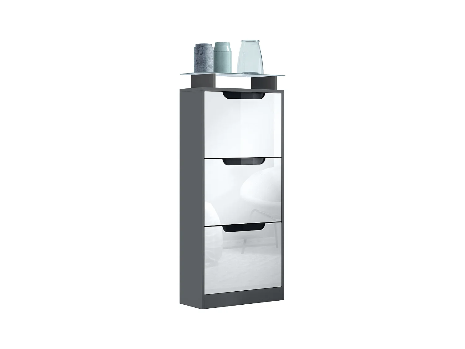 SCHUHSCHRANK Space Weiß Hochglanz