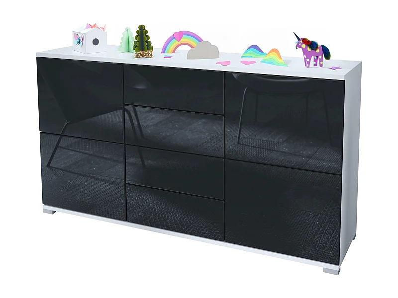 SIDEBOARD Rova Schwarz Hochglanz