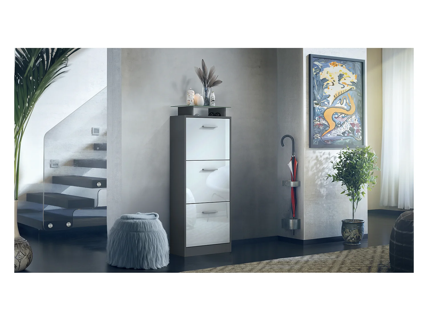 SCHUHSCHRANK Lavia Front in Weiß Hochglanz