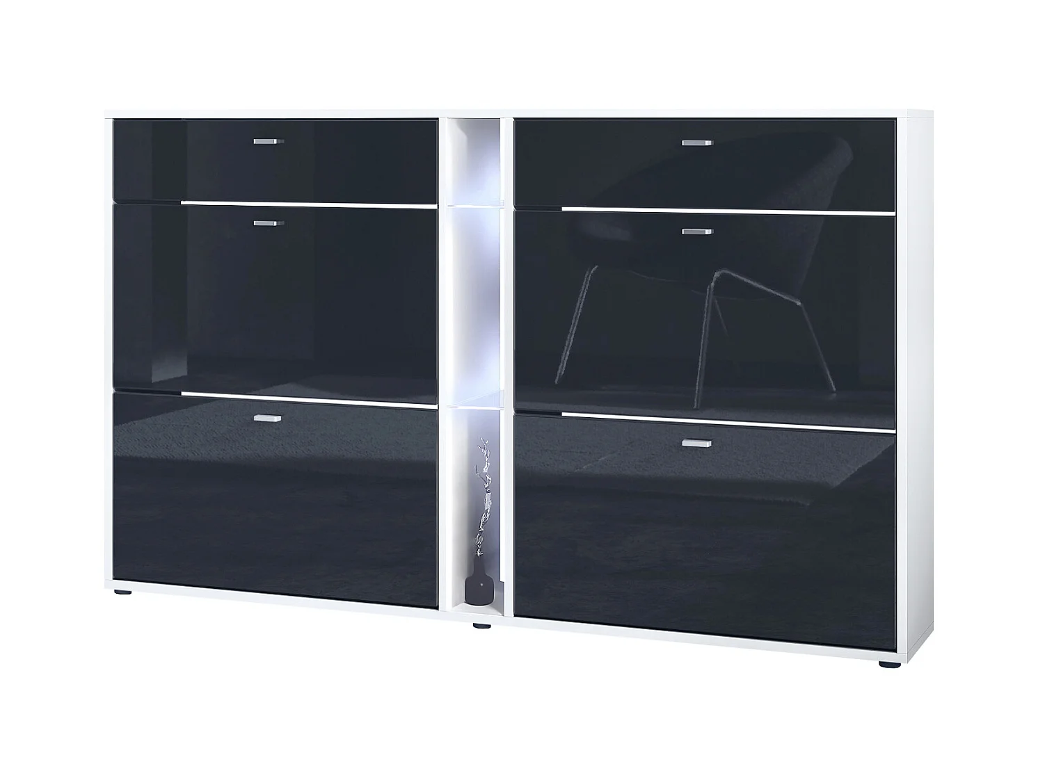 SCHUHSCHRANK Today Fronten in Schwarz Hochglanz