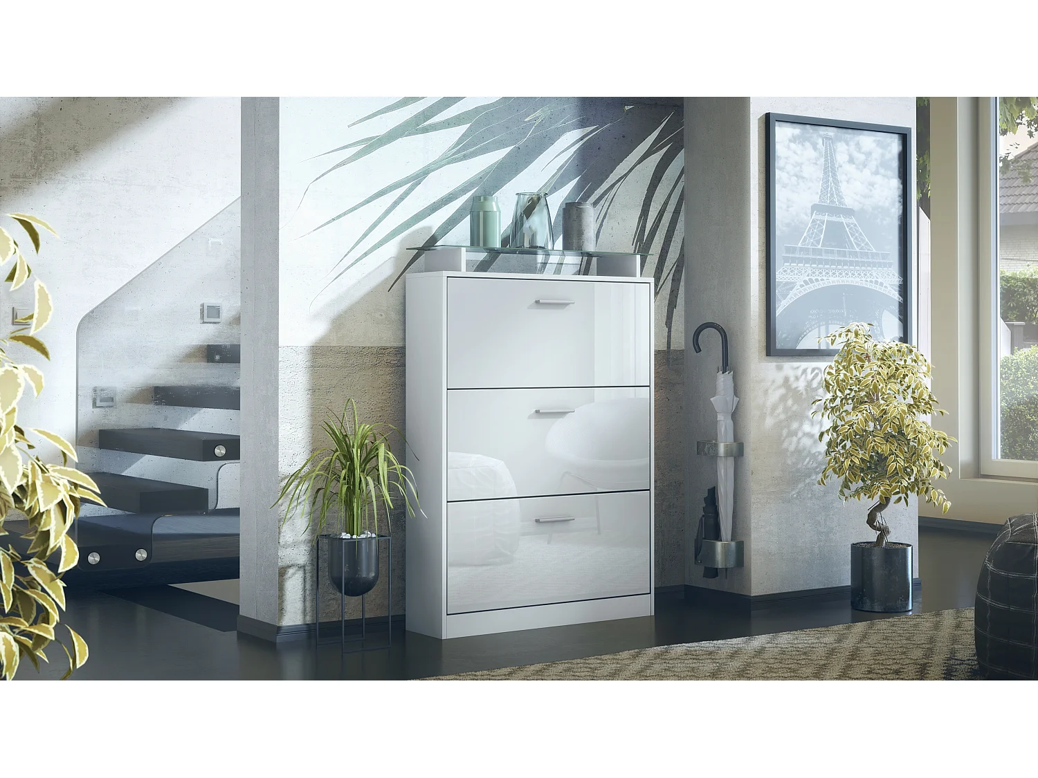 SCHUHSCHRANK Lavia Front in Weiß Hochglanz