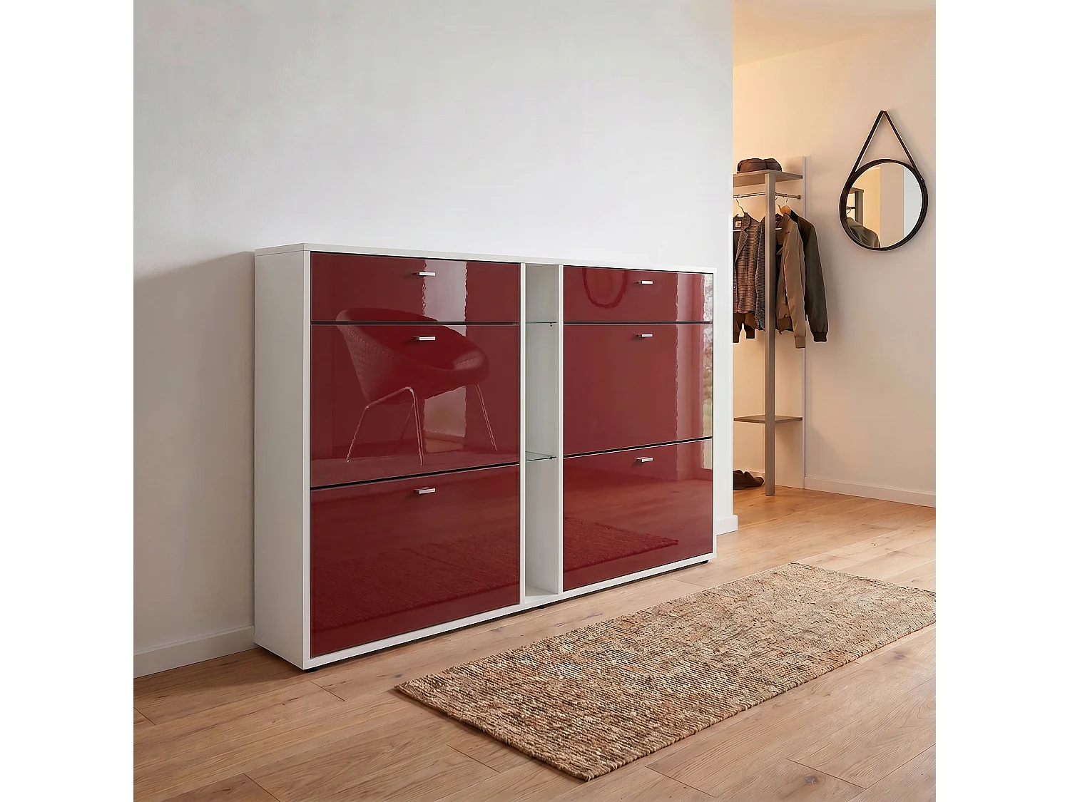 SCHUHSCHRANK Today Fronten in Bordeaux Hochglanz