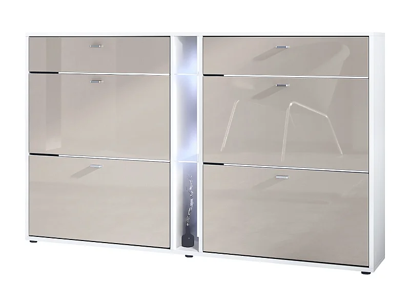 SCHUHSCHRANK Today Fronten in Sandgrau Hochglanz