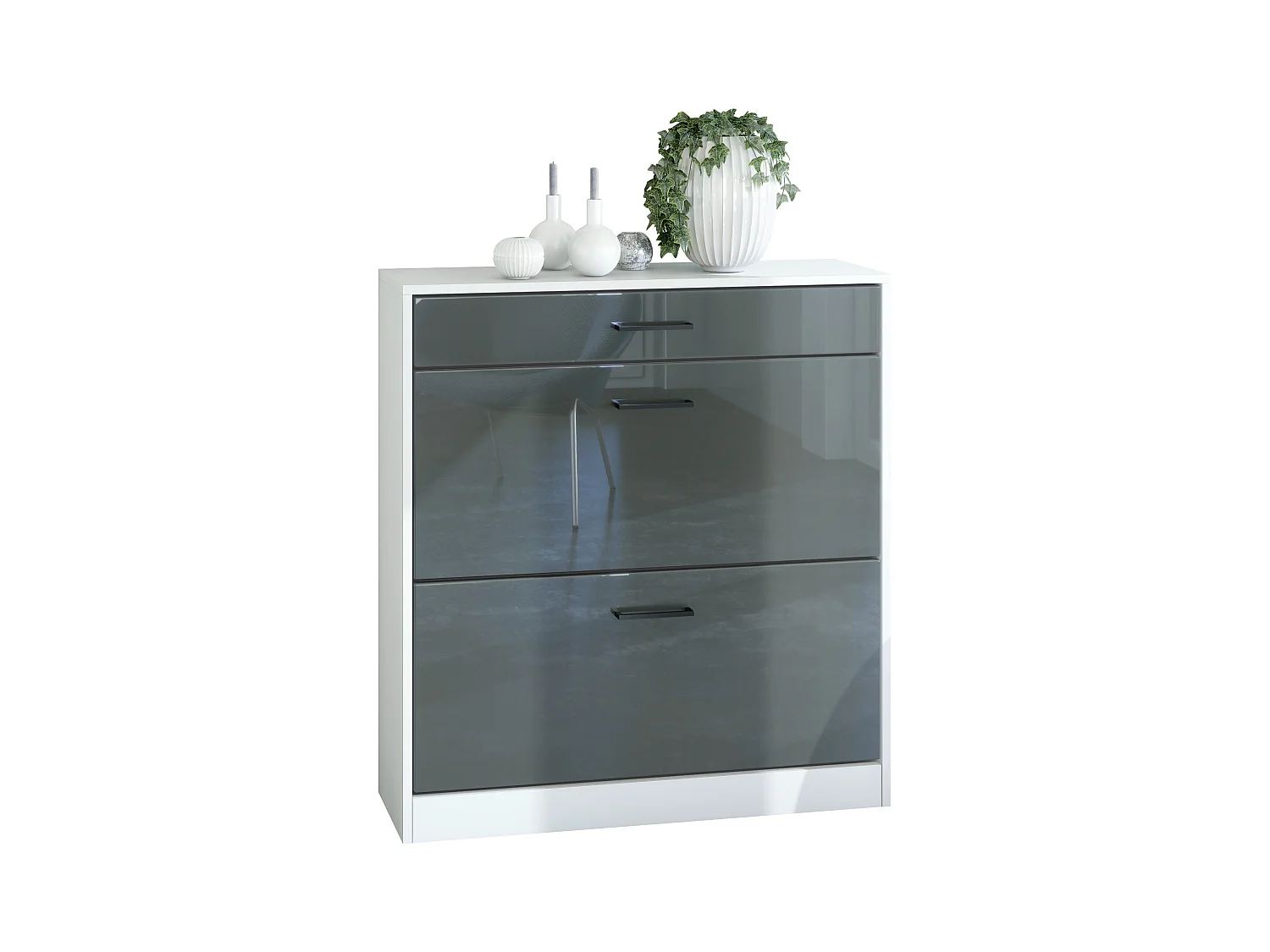 SCHUHSCHRANK Elvas Front in Grau Hochglanz