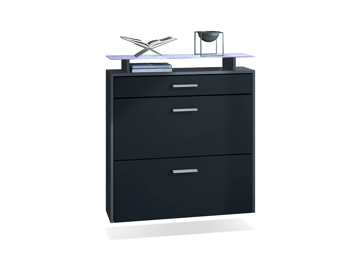 SCHUHSCHRANK Malea Fronten in Schwarz matt