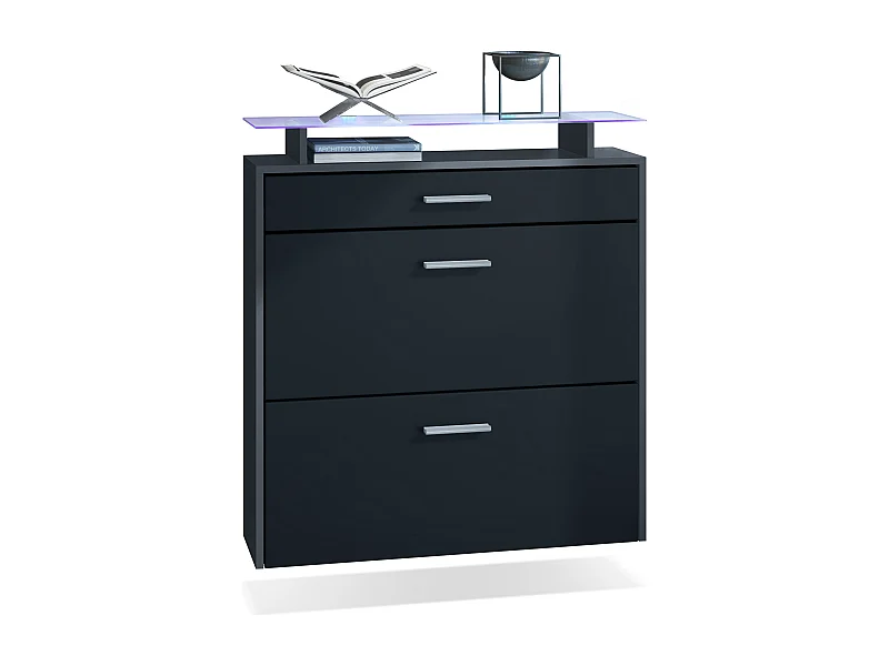 SCHUHSCHRANK Malea Fronten in Schwarz matt