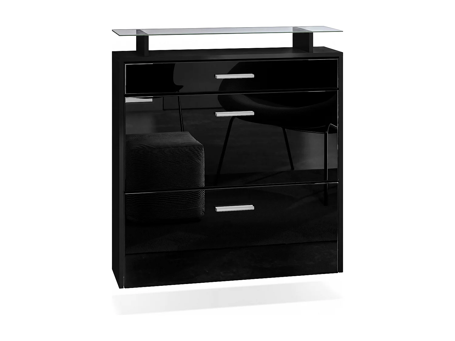 SCHUHSCHRANK Malea Front in Schwarz Hochglanz