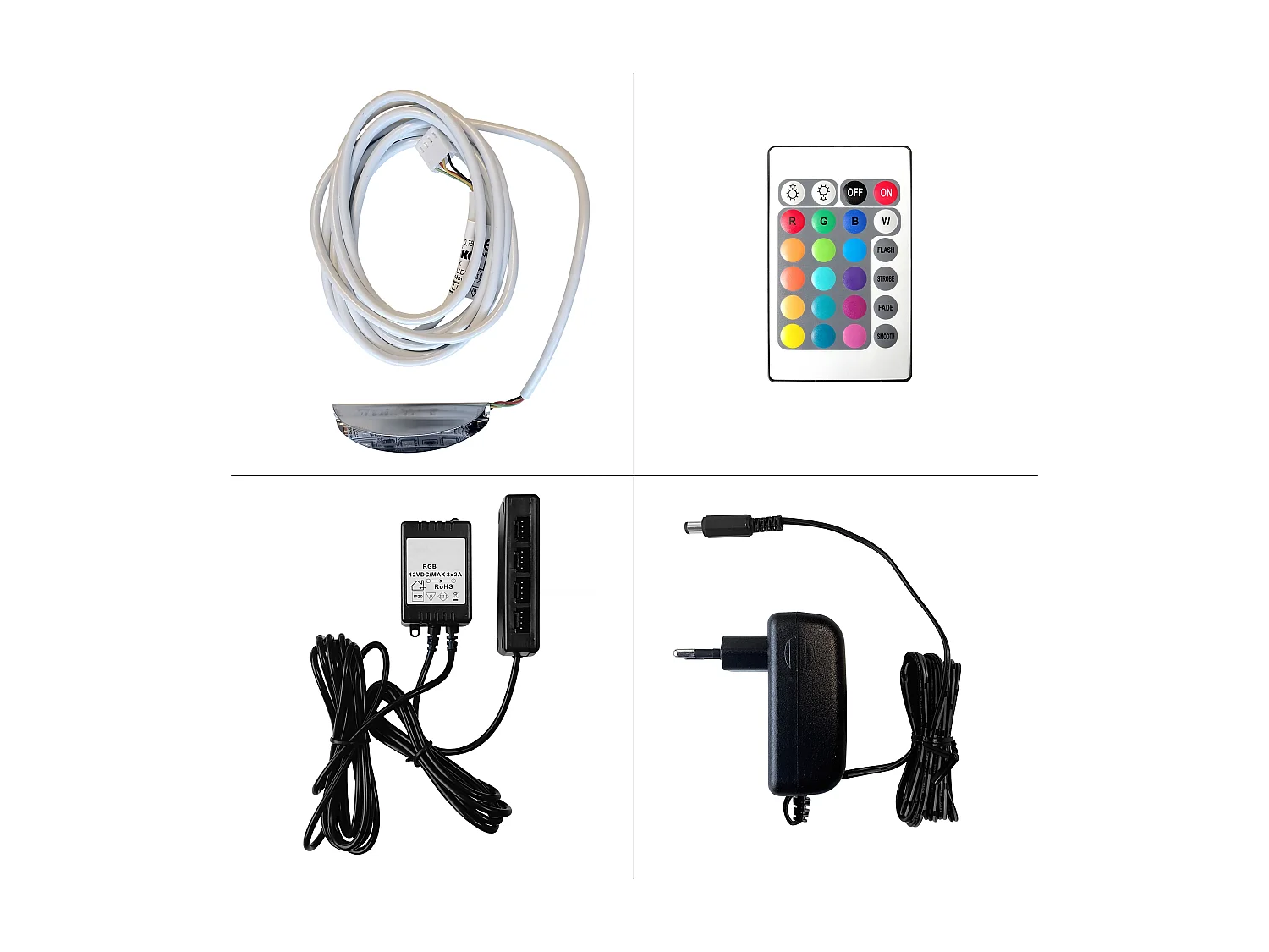 Scarpiera Today con 4 ante e 2 cassetti 155,5 x 95 x 28 cm, con illuminazione a LED RGB, struttura in bianco opaco, frontali in nero opaco