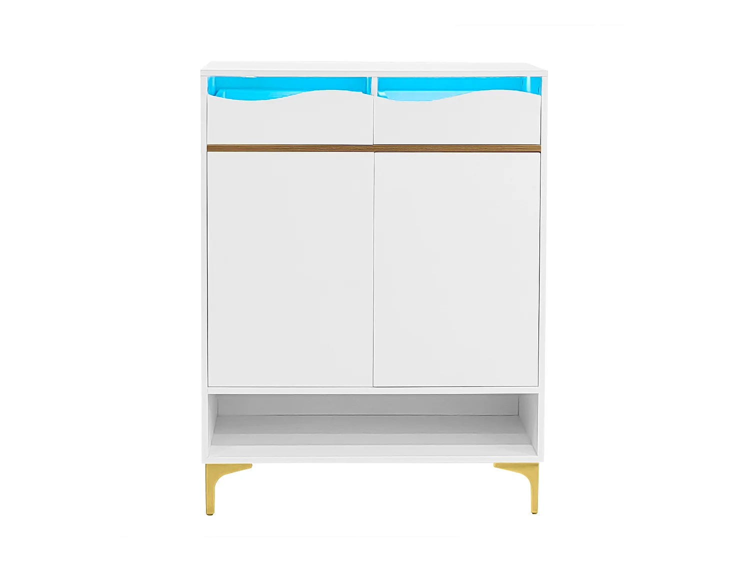 Meuble à chaussures moderne 80x35x105cm - avec LED - 2 tiroirs et 2 portes - blanc