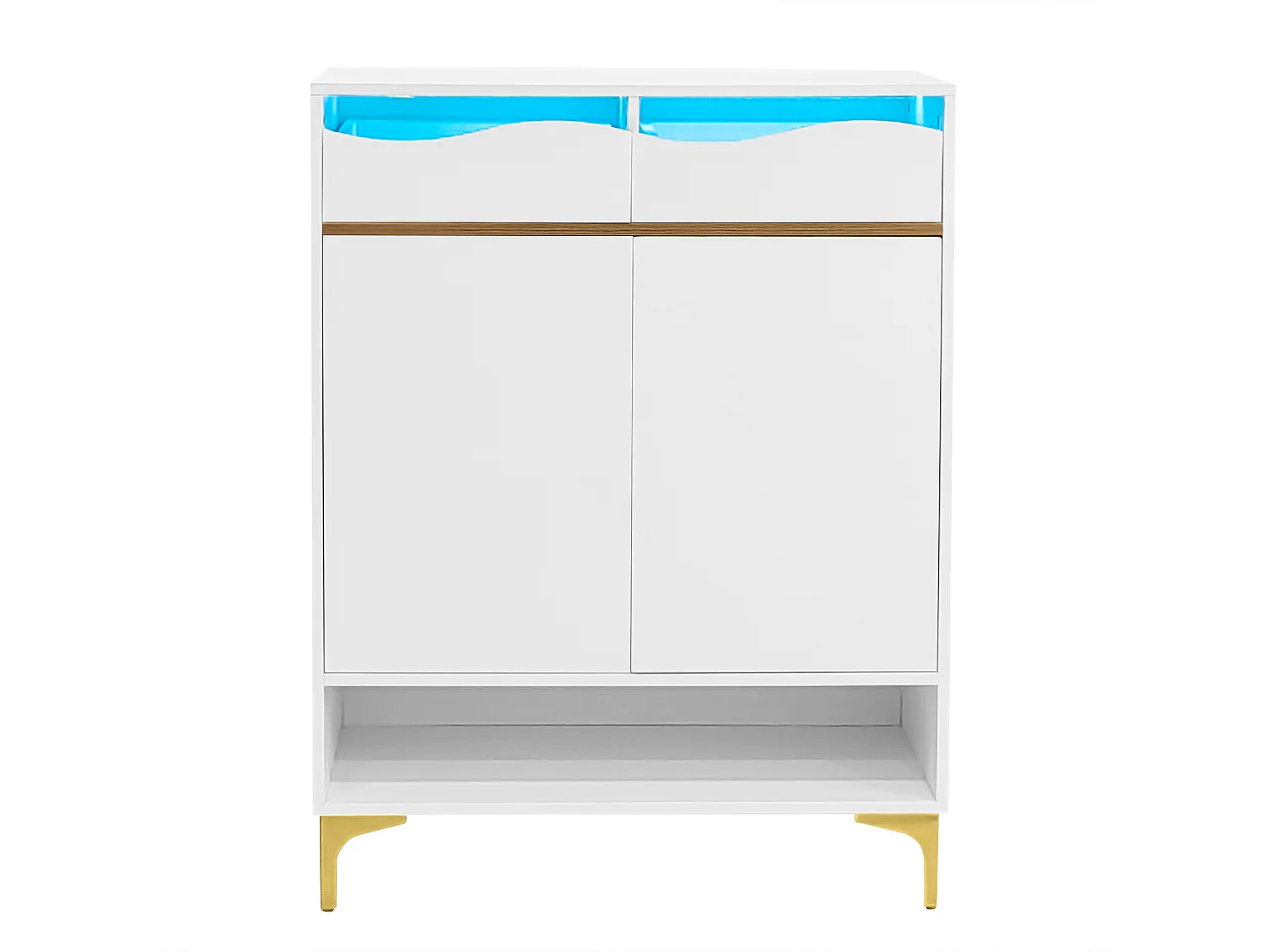 Meuble à chaussures moderne 80x35x105cm - avec LED - 2 tiroirs et 2 portes - blanc