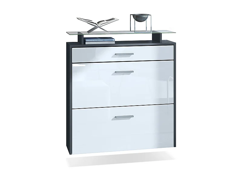 SCHUHSCHRANK Malea Fronten in Weiß Hochglanz