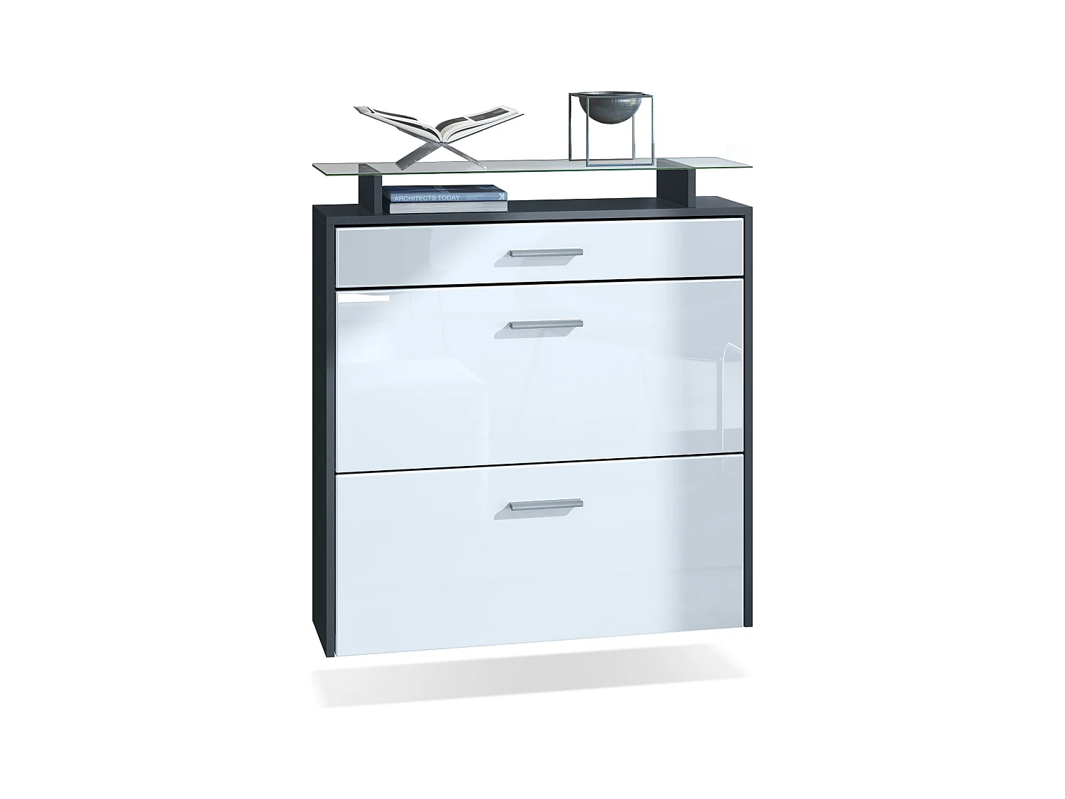 SCHUHSCHRANK Malea Fronten in Weiß Hochglanz