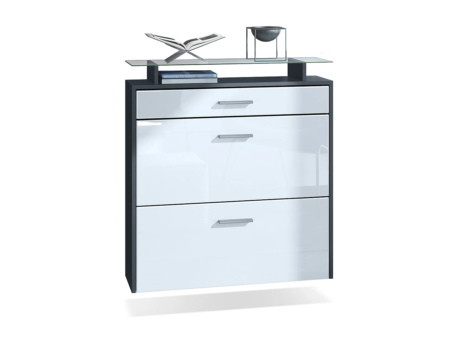 SCHUHSCHRANK Malea Fronten in Weiß Hochglanz