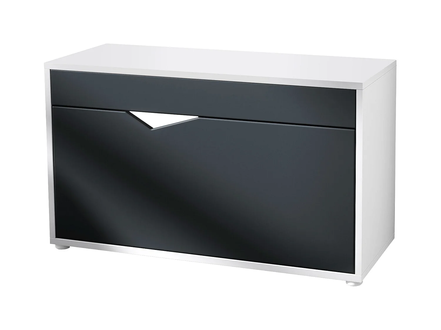 Banc à Chaussures Kolmio, Banc d'Assise pour 8 Paires de Chaussures, Étagère à Chaussures avec Siège, blanc mat/noir mat (85 x 50 x 33 cm)