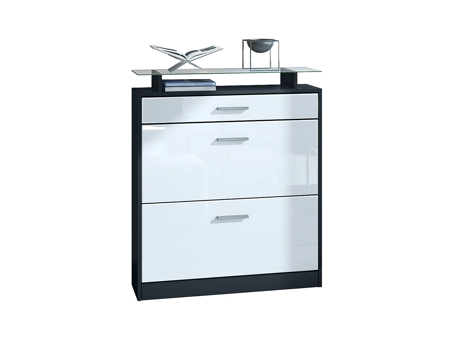 SCHUHSCHRANK Loret Front in Weiß Hochglanz