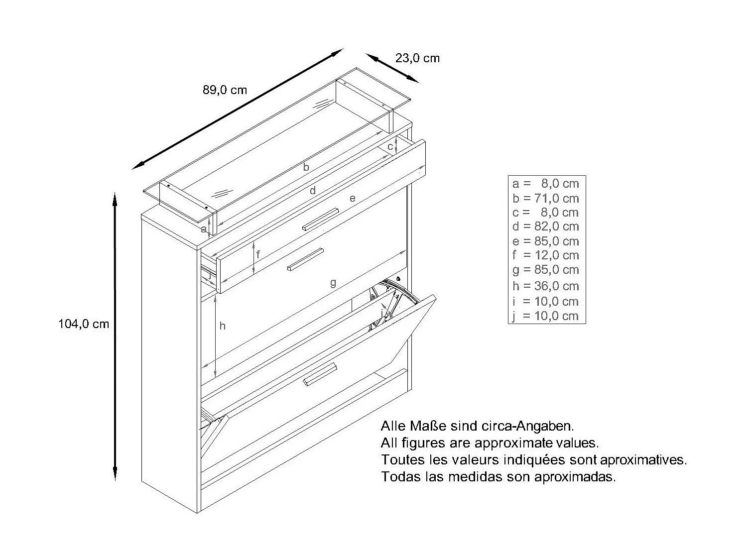 SCHUHSCHRANK Loret Front in Weiß Hochglanz