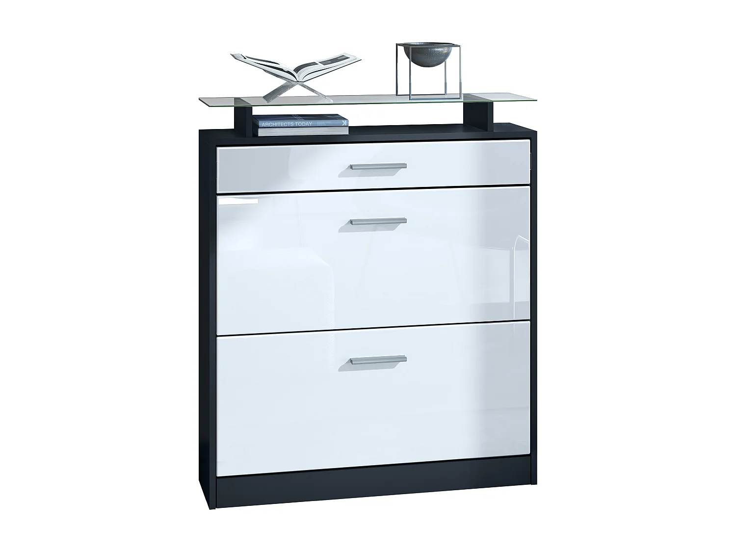 SCHUHSCHRANK Loret Front in Weiß Hochglanz