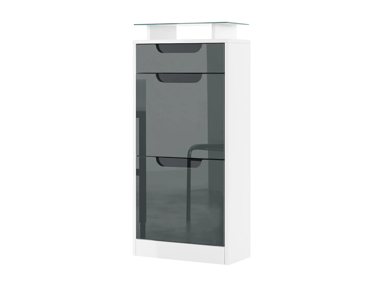 SCHUHSCHRANK Fiesta Grau Hochglanz / Schwarz Hochglanz