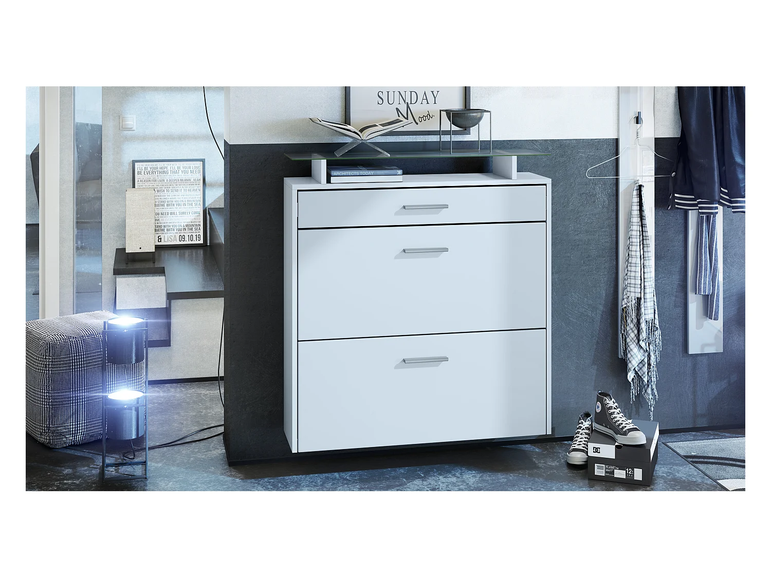 SCHUHSCHRANK Malea Front in Weiß matt