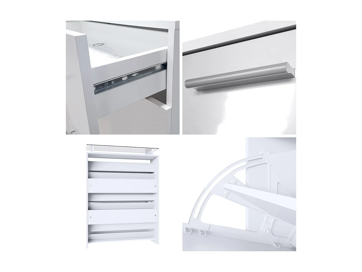 Vladon Zapatero Malea, Zapatero Colgante para 16 pares de zapatos con 2 Puertas abatibles y 1 Cajón y Estante de cristal, Blanco mate/Blanco mate (89 x 96 x 23 cm)