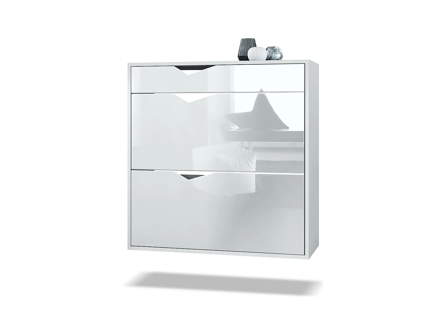 SCHUHSCHRANK Kolmio Fronten in Weiß Hochglanz