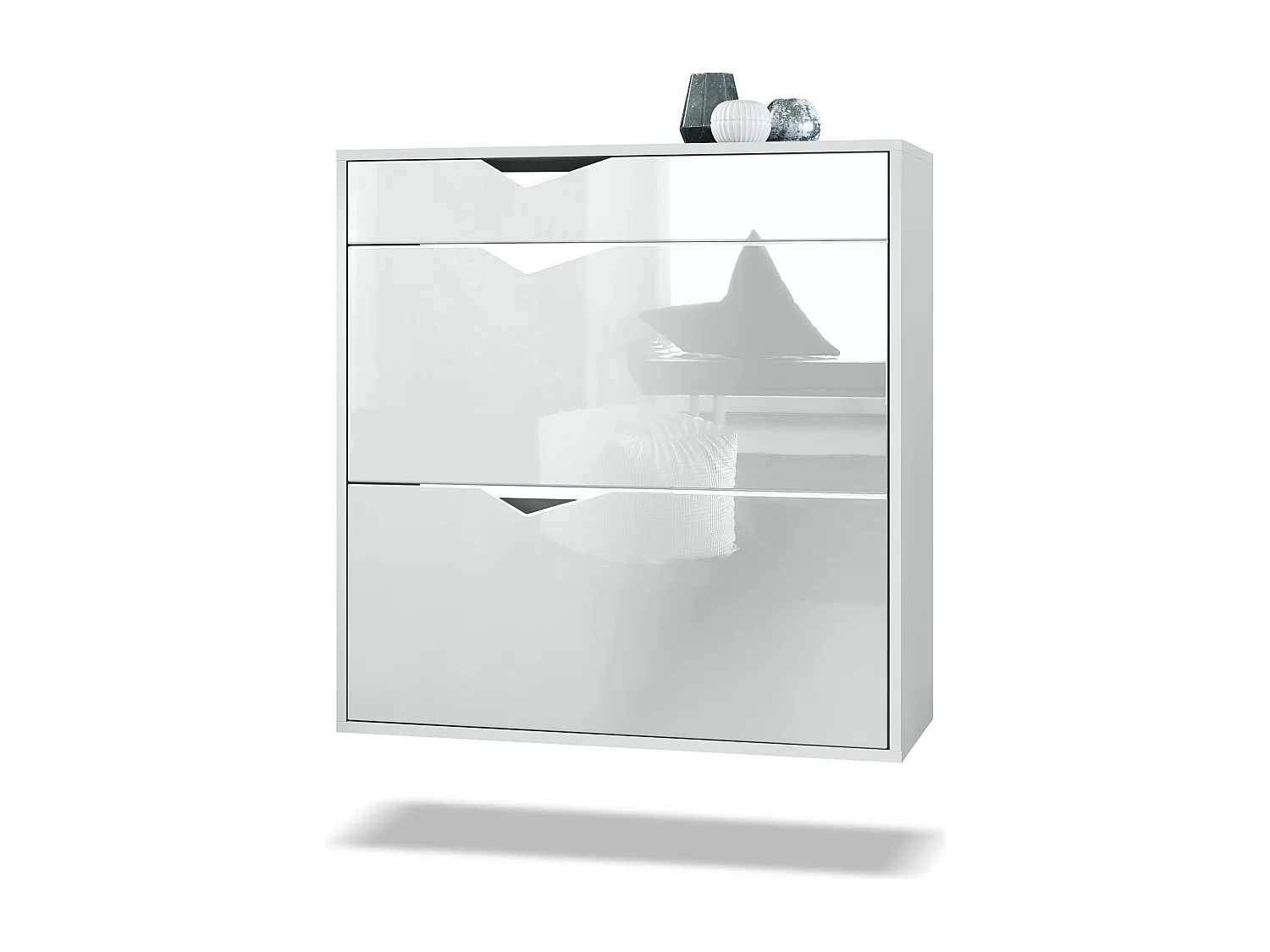 SCHUHSCHRANK Kolmio Fronten in Weiß Hochglanz