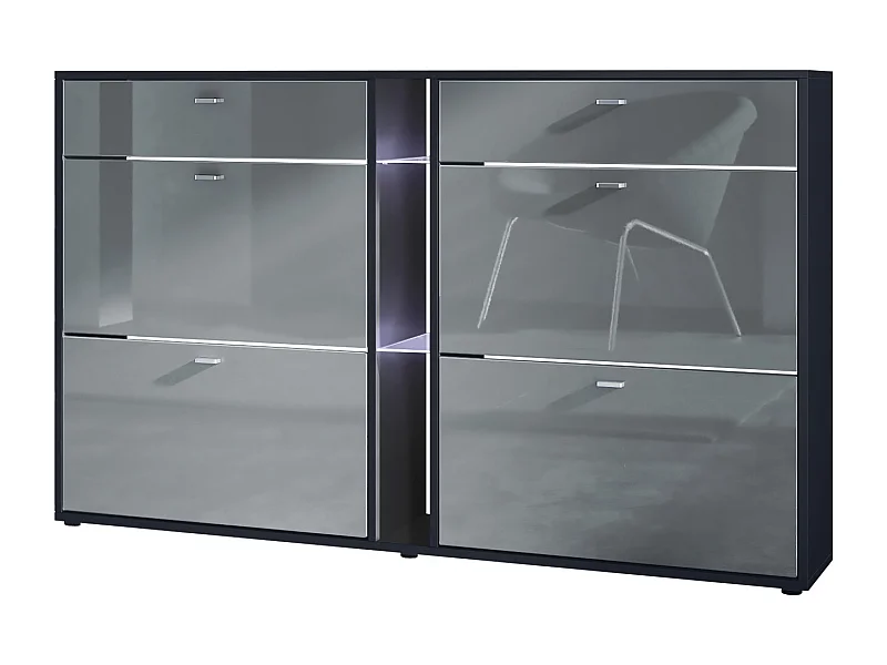 SCHUHSCHRANK Today Fronten in Grau Hochglanz