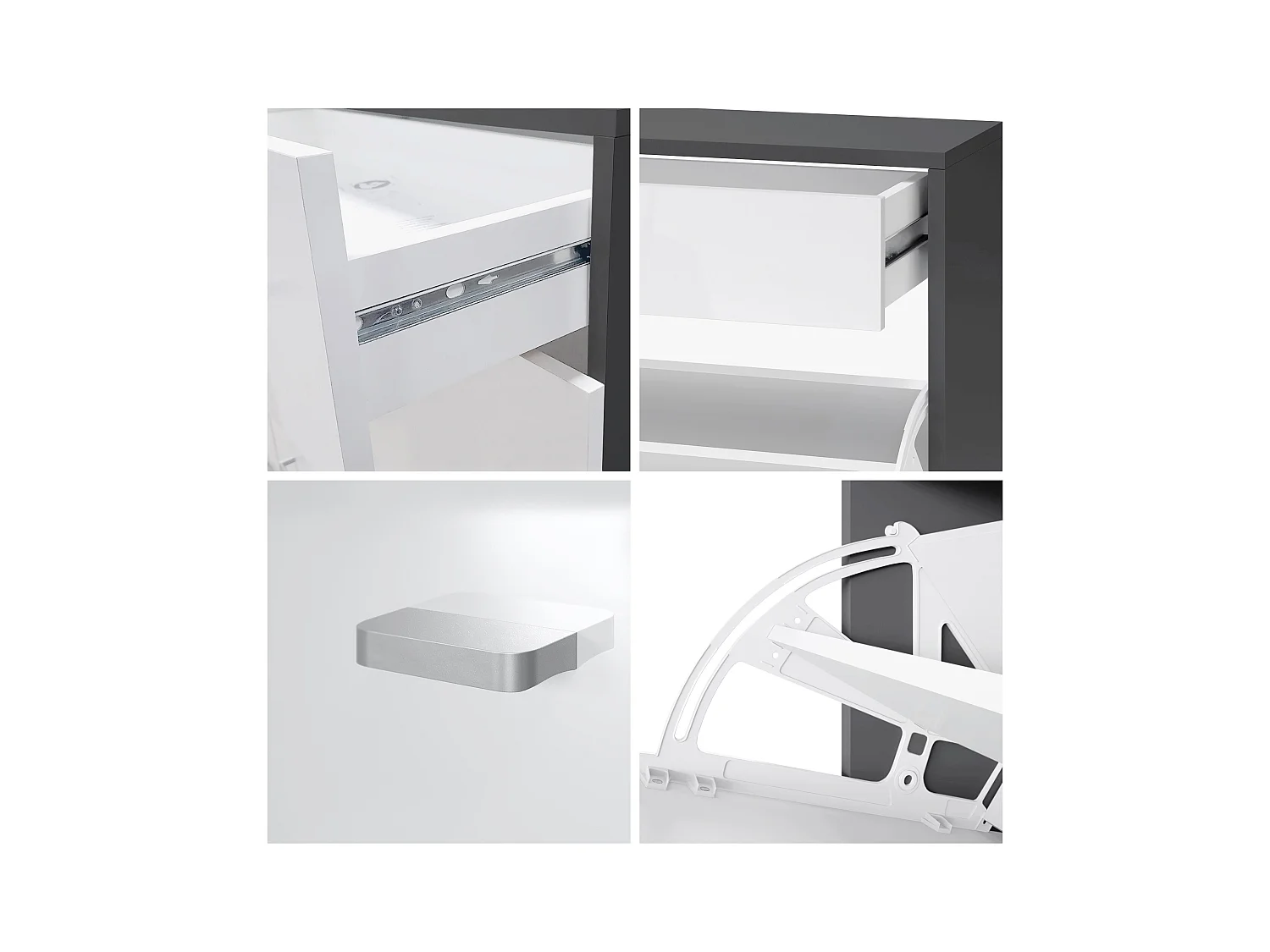 Meuble à chaussures à bascule Today 155,5 x 95 x 28 cm, avec un éclairage LED blanc, corps en Noir mat, façades en gris haute brillance