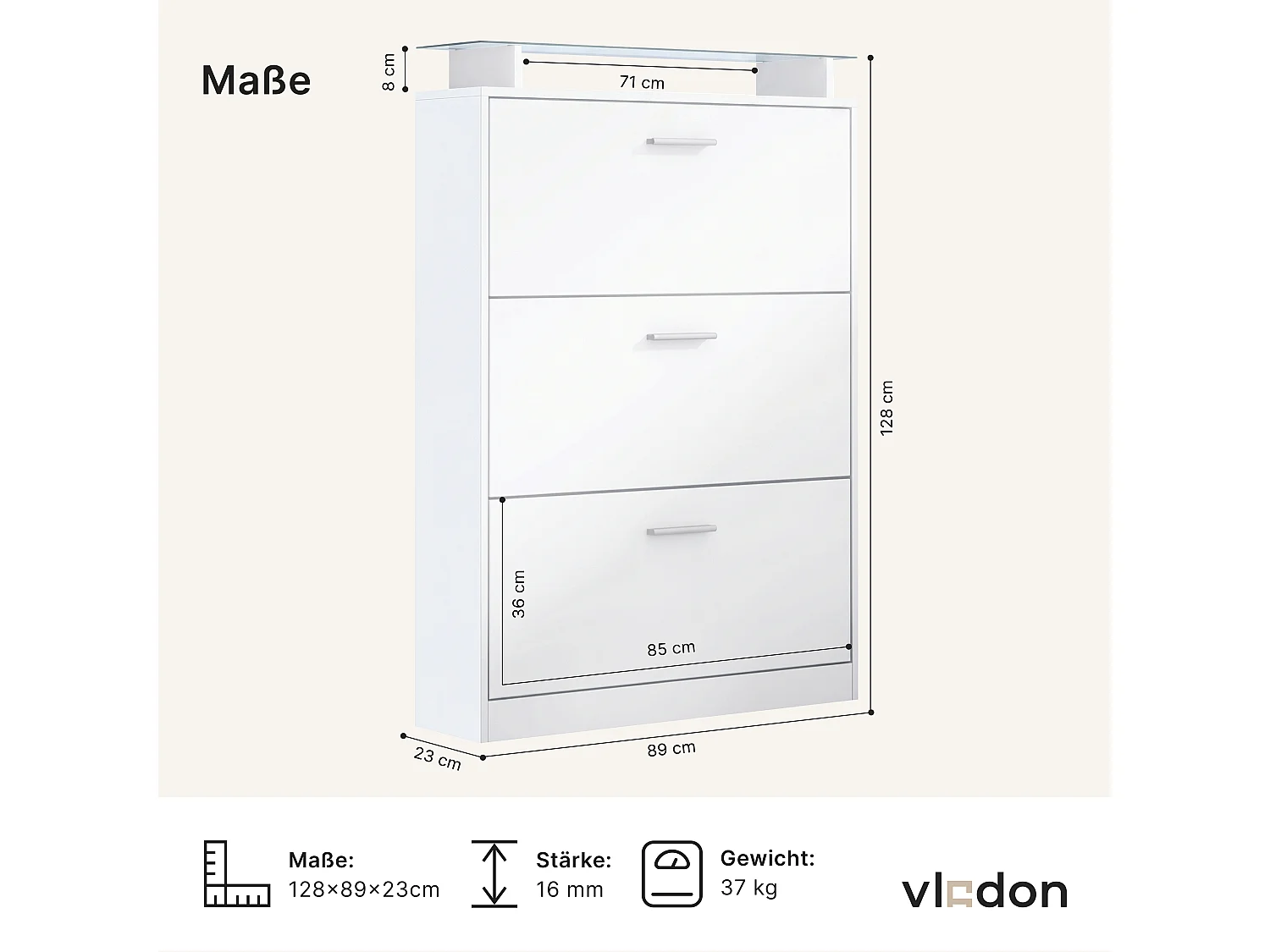 SCHUHSCHRANK Lavia Front in Schwarz Hochglanz