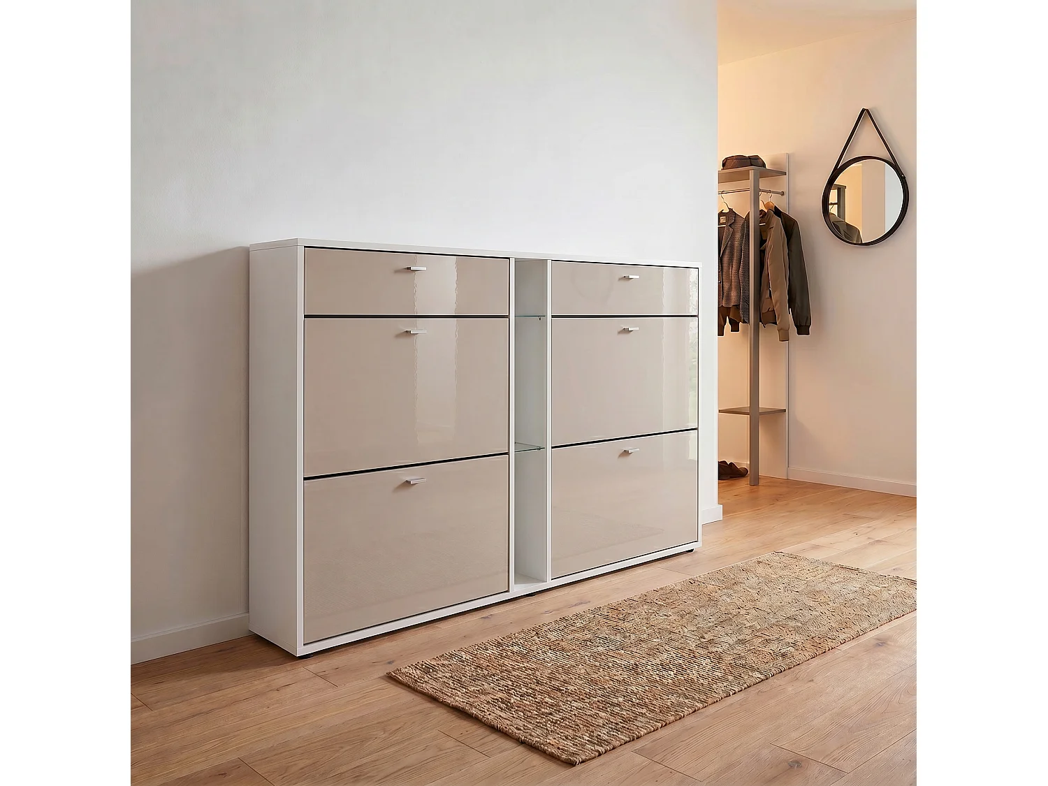 SCHUHSCHRANK Today Fronten in Sandgrau Hochglanz