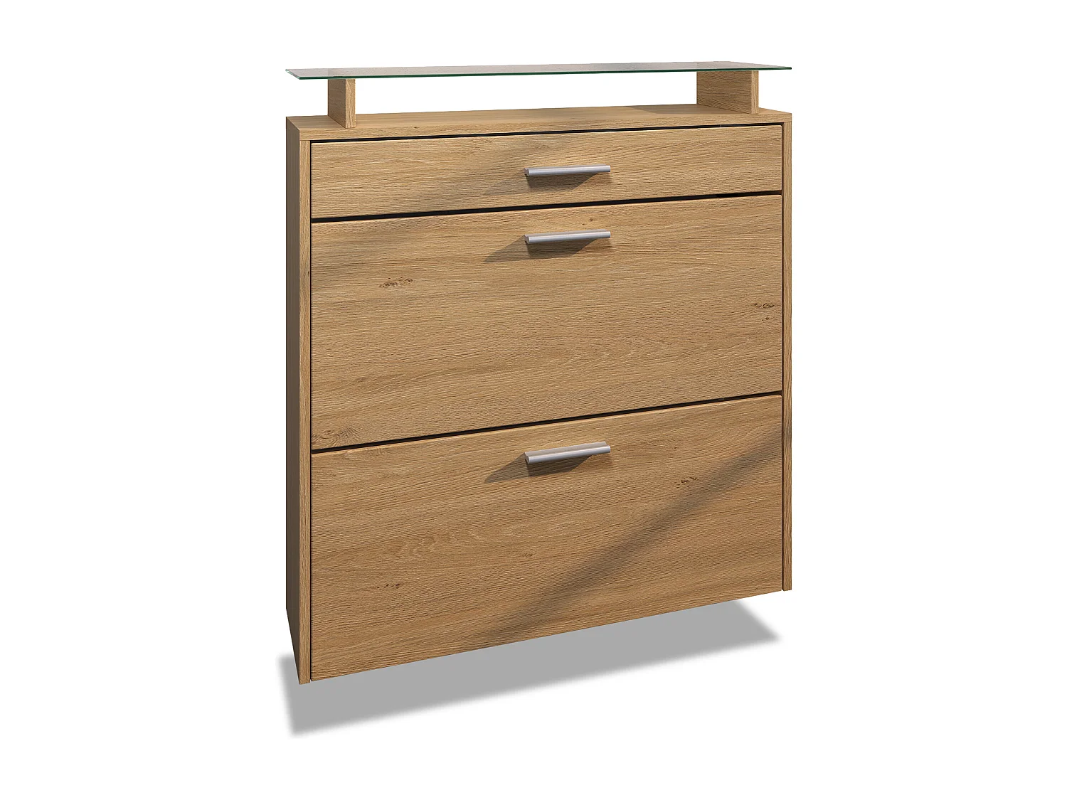 Scarpiera Malea – Scarpiera sospesa per 16 paia di scarpe con 1 cassetto, Scaffale per Scarpe in Rovere Scandi / Rovere Scandi (89 x 95,5 x 23 cm)