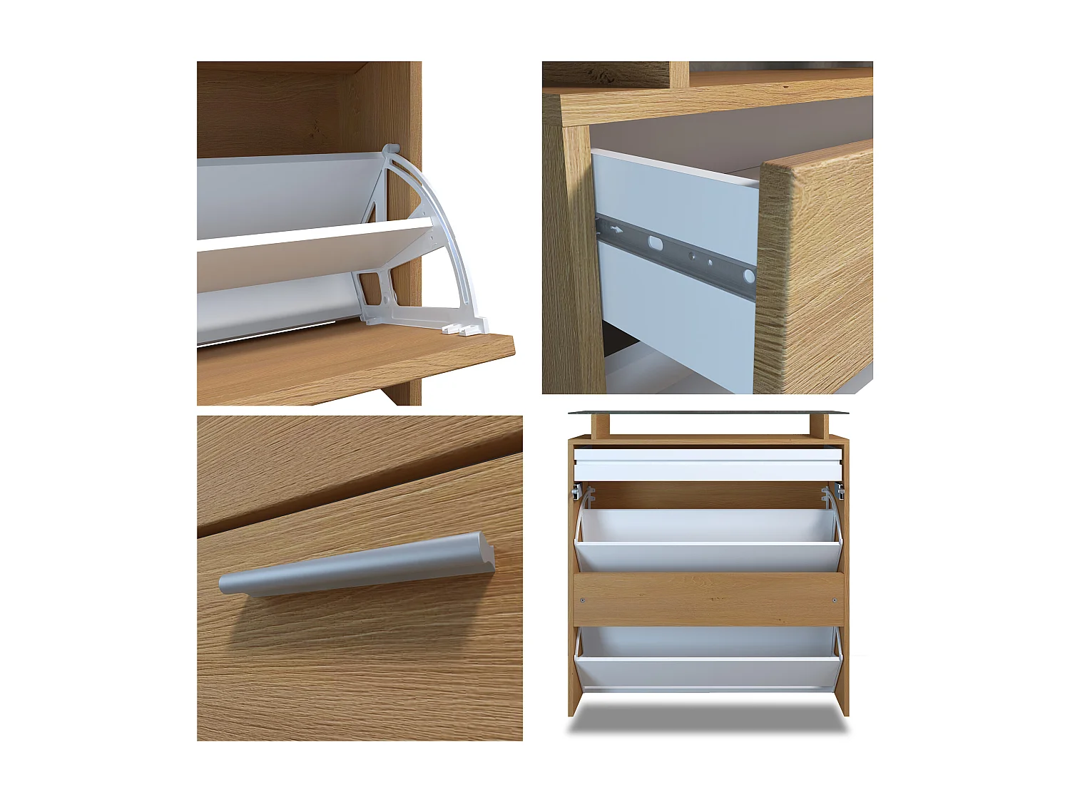 Scarpiera Malea – Scarpiera sospesa per 16 paia di scarpe con 1 cassetto, Scaffale per Scarpe in Rovere Scandi / Rovere Scandi (89 x 95,5 x 23 cm)