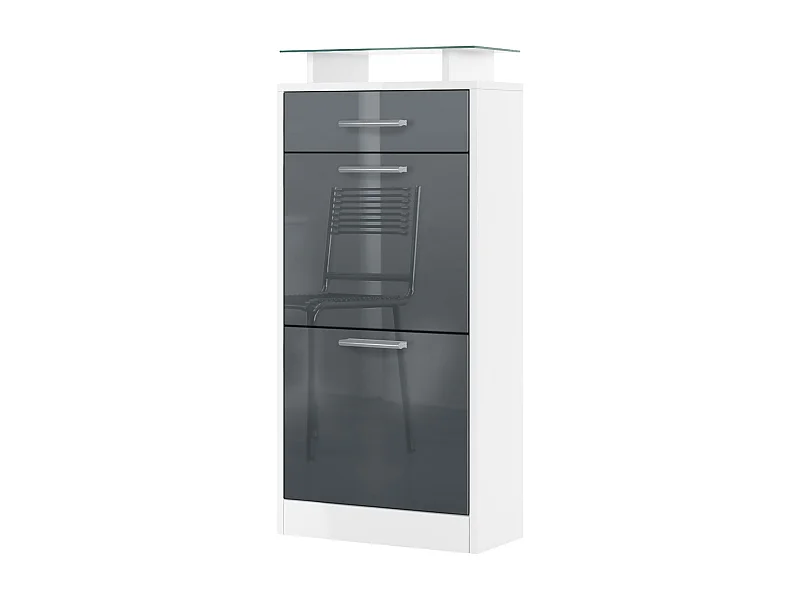 SCHUHSCHRANK Loret Front in Grau Hochglanz