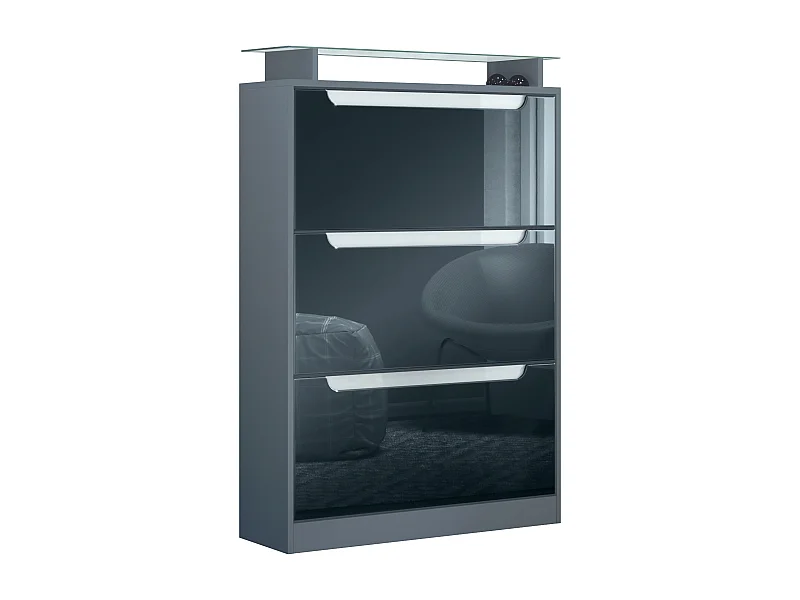 SCHUHSCHRANK Space Schwarz Hochglanz