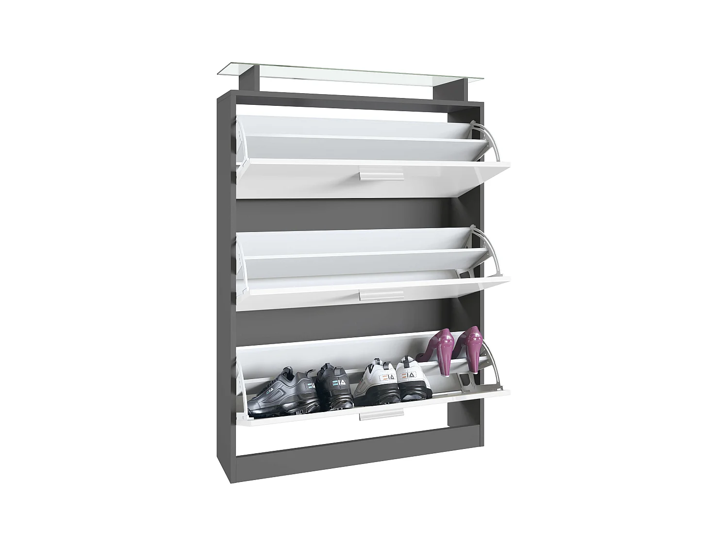 SCHUHSCHRANK Lavia Front in Bordeaux Hochglanz