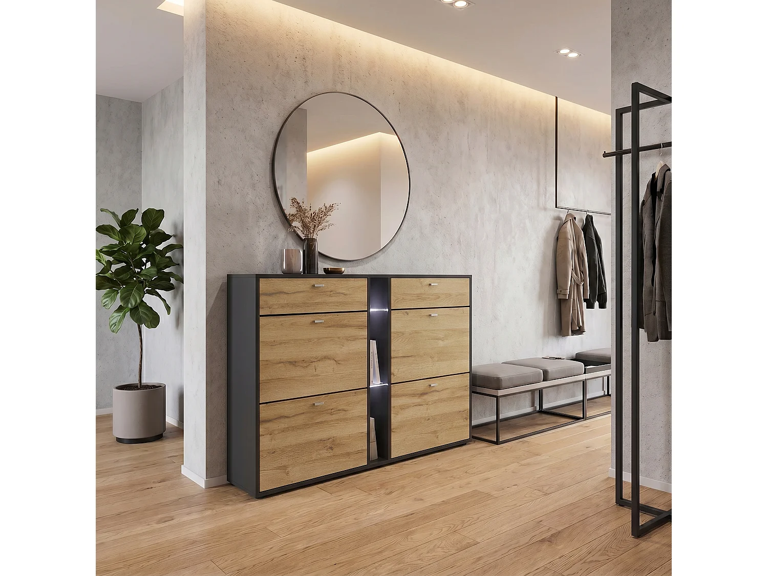 SCHUHSCHRANK Today Fronten in Eiche Natur